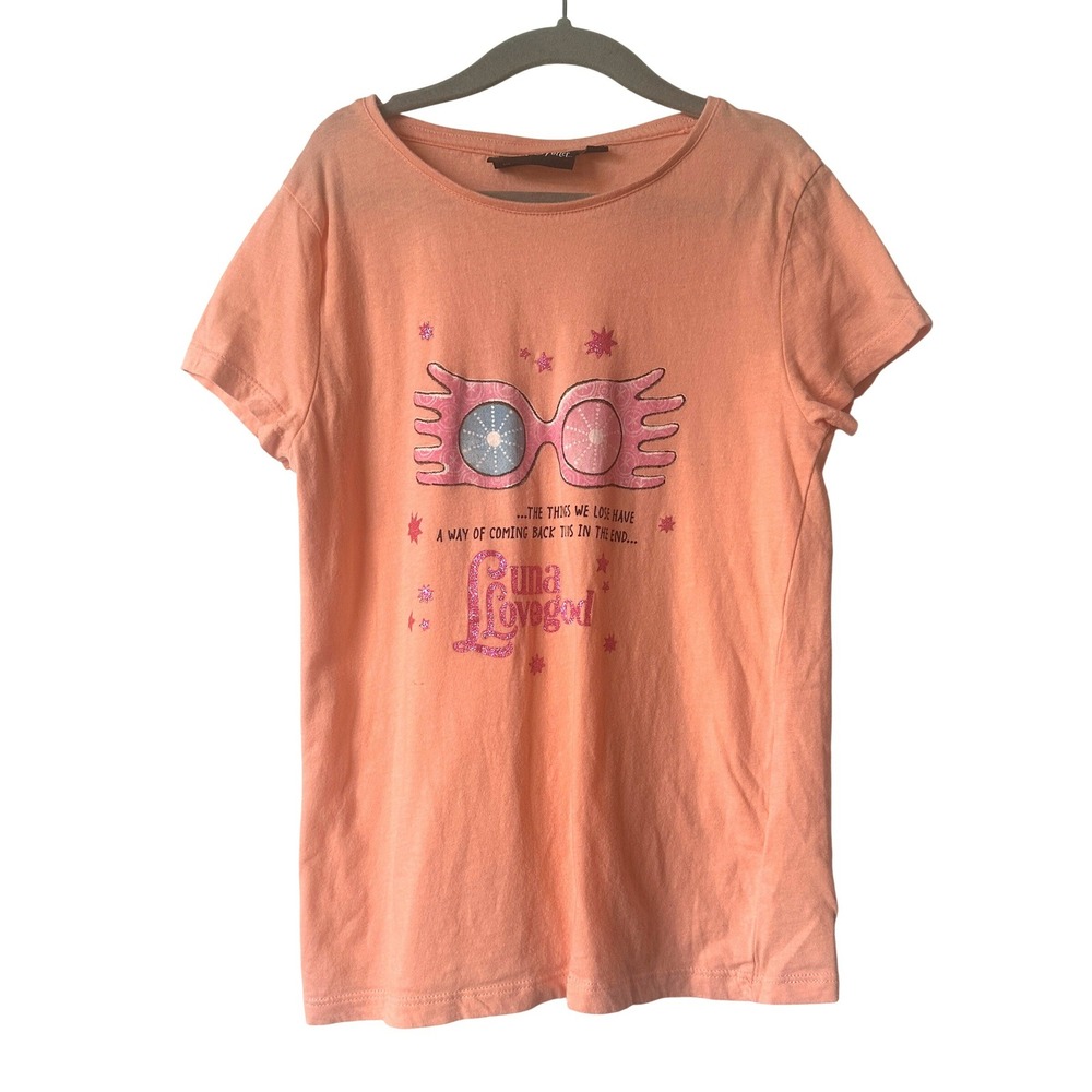 Harry Potter Luna Lovegood Spectrespecs Graphic Tee Salmon Pink Kids Size 10A